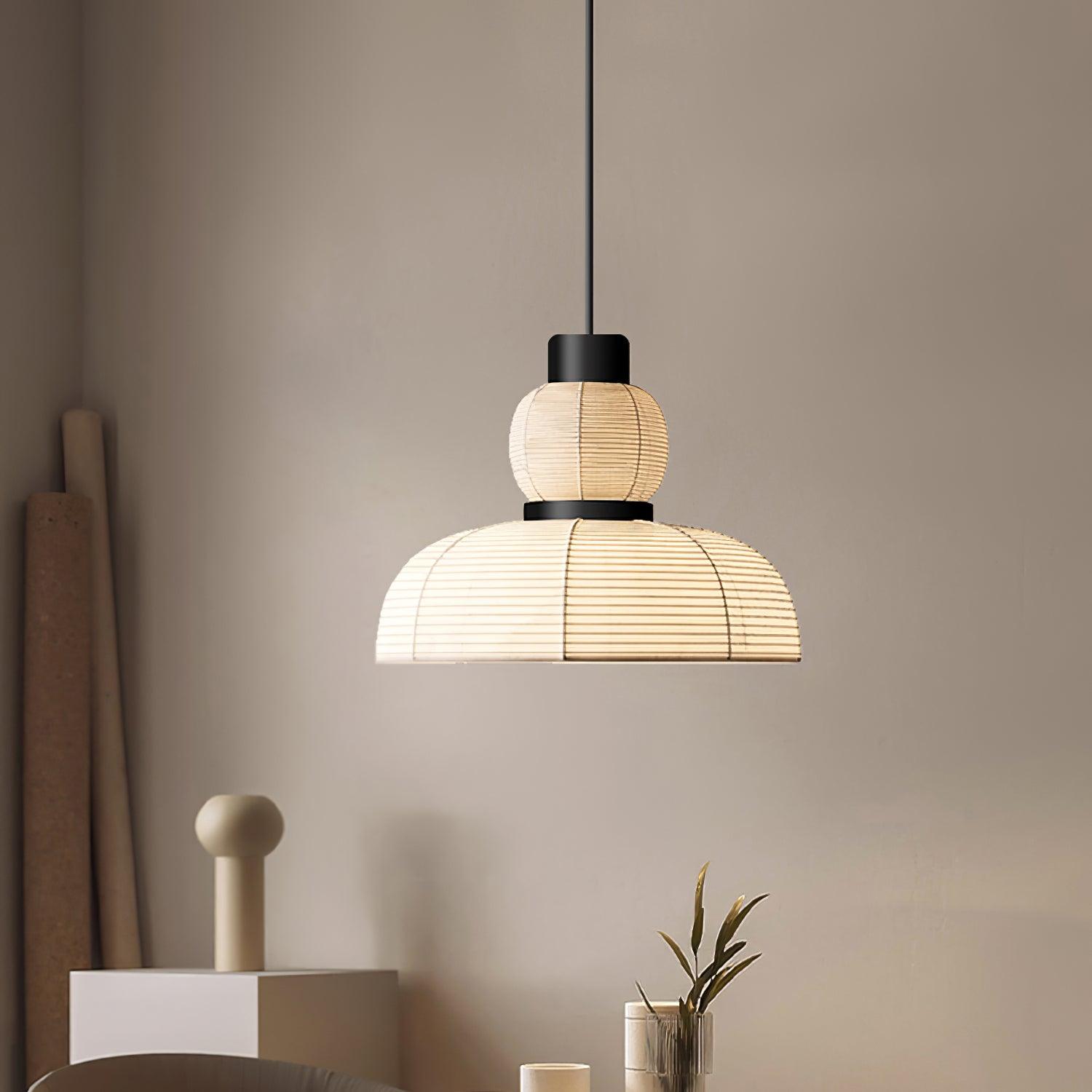 Pendant Lamp White Fabric Shade Black Cable Gentle Ambient Glow
