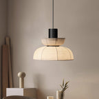 Pendant Lamp White Fabric Shade Black Cable Gentle Ambient Glow