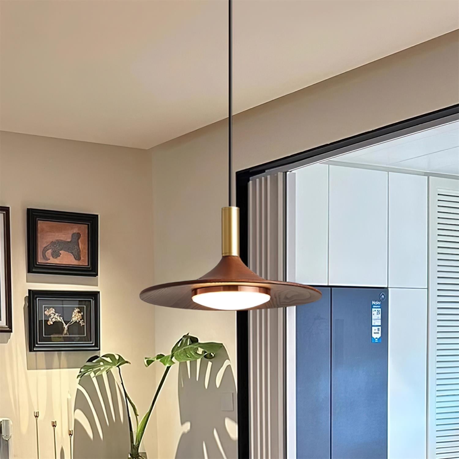 Pend­­ant Light  Hat Shape  Midcentury