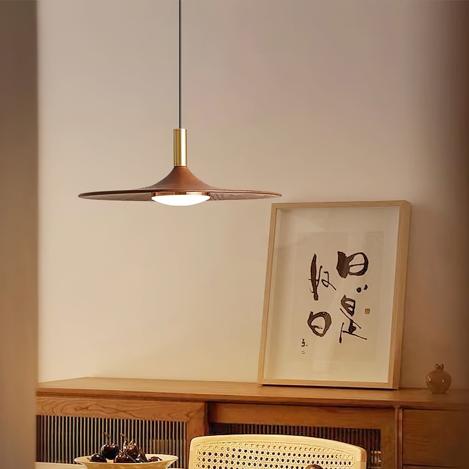 Pend­­ant Light  Hat Shape  Midcentury