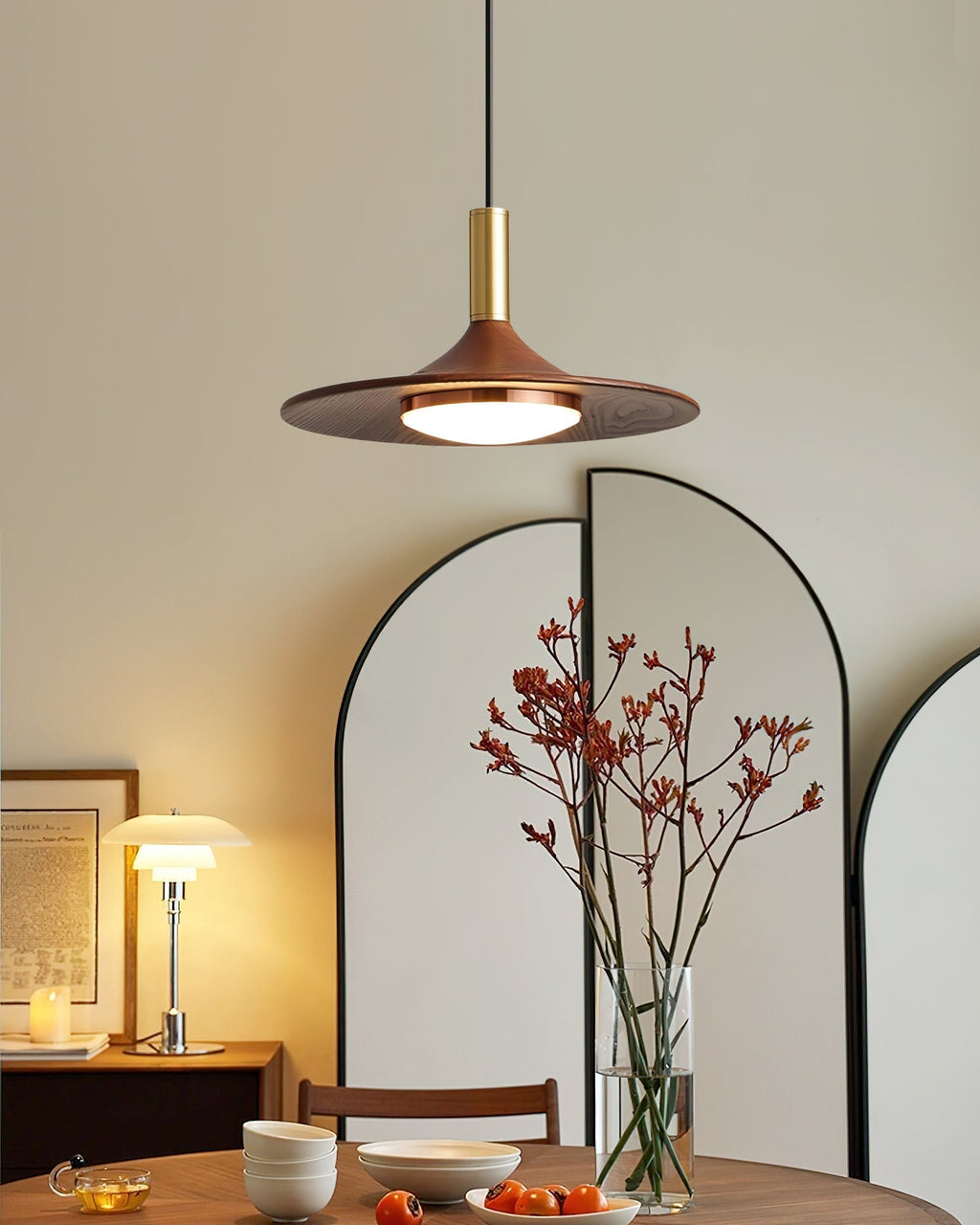 Pend­­ant Light  Hat Shape  Midcentury