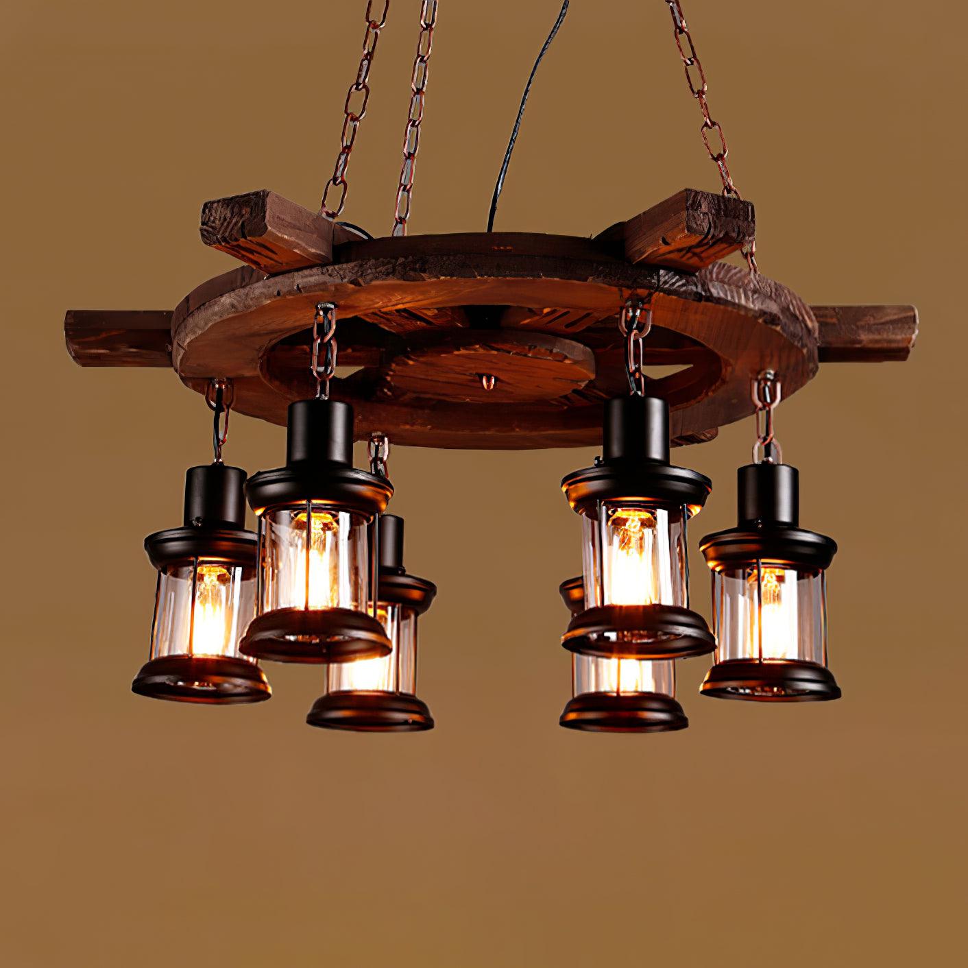Aurzorir Vintage Wood Chandelier