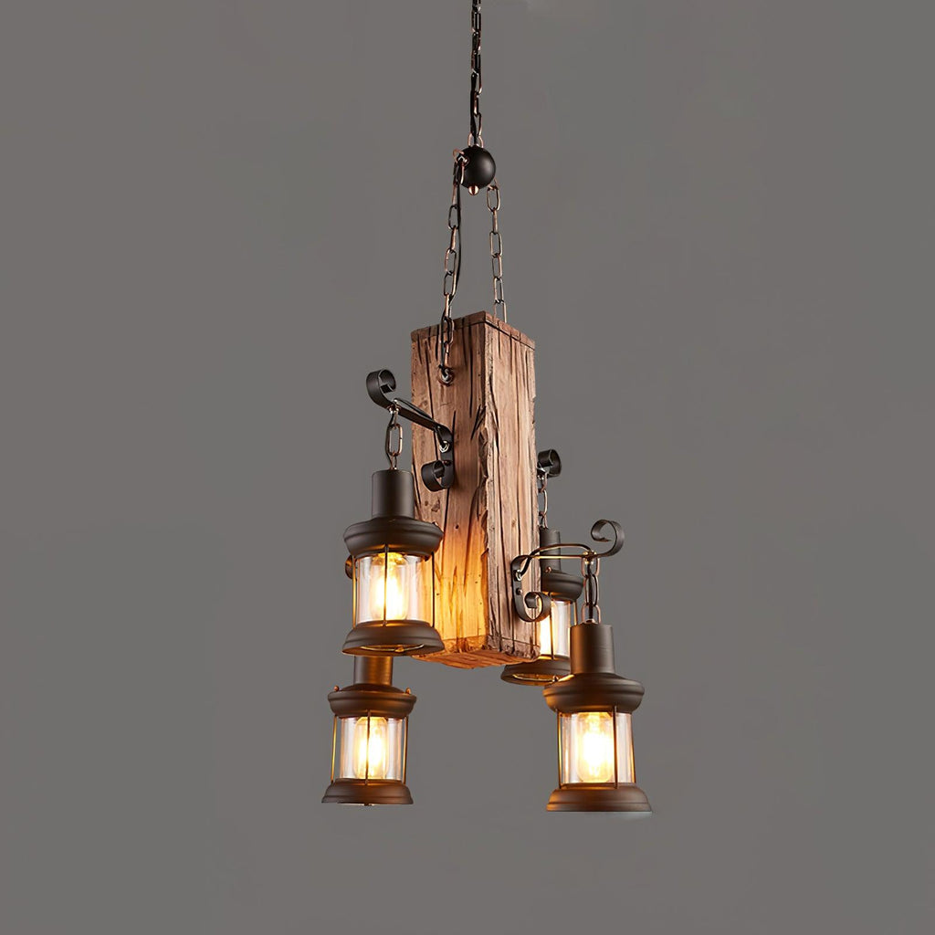 Aurzorir Vintage Wood Chandelier