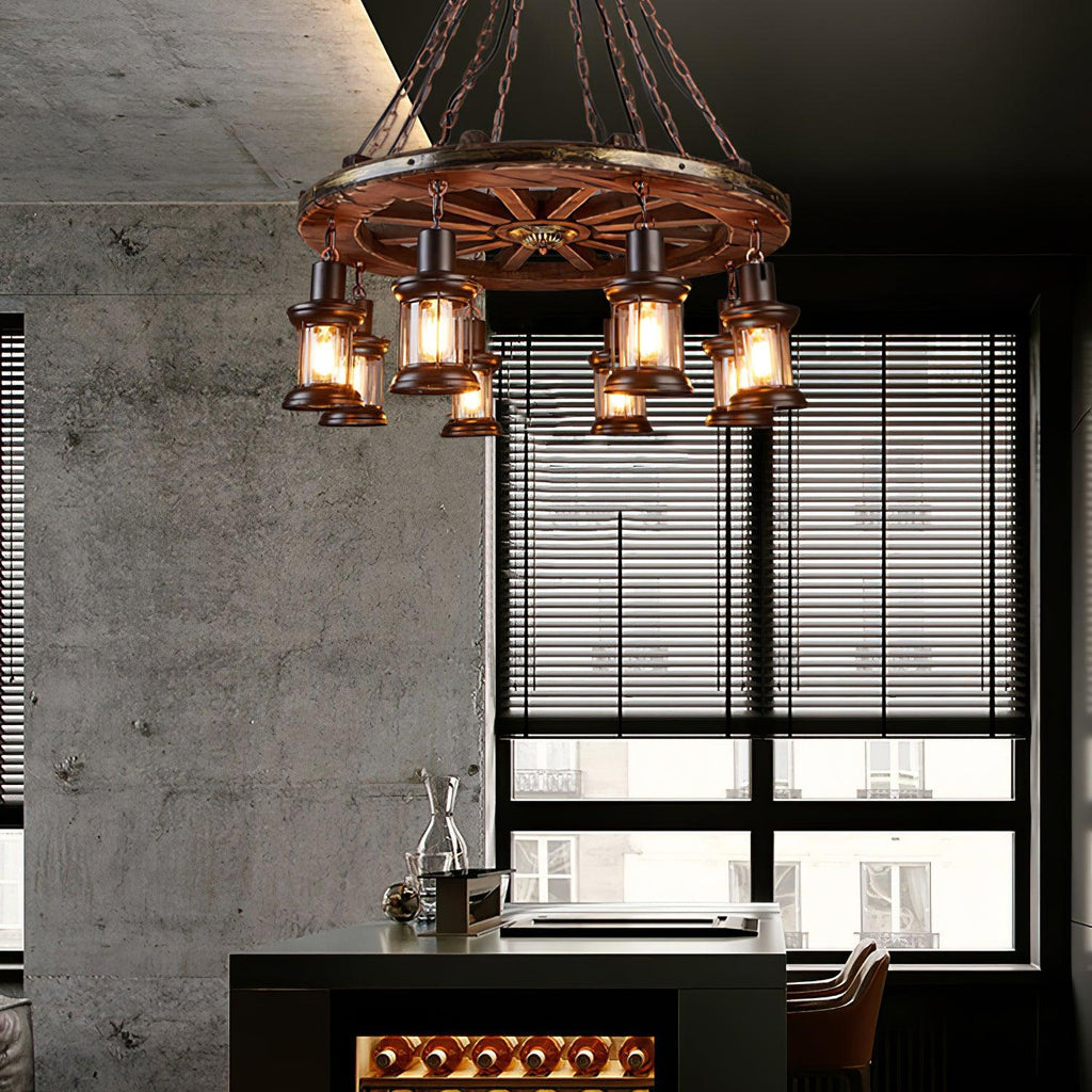 Aurzorir Vintage Wood Chandelier