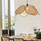 Chandelier with Rattan Petals and Metal Frame Ambient Bohemian