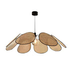 Chandelier with Rattan Petals and Metal Frame Ambient Bohemian