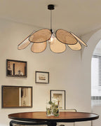 Chandelier with Rattan Petals and Metal Frame Ambient Bohemian
