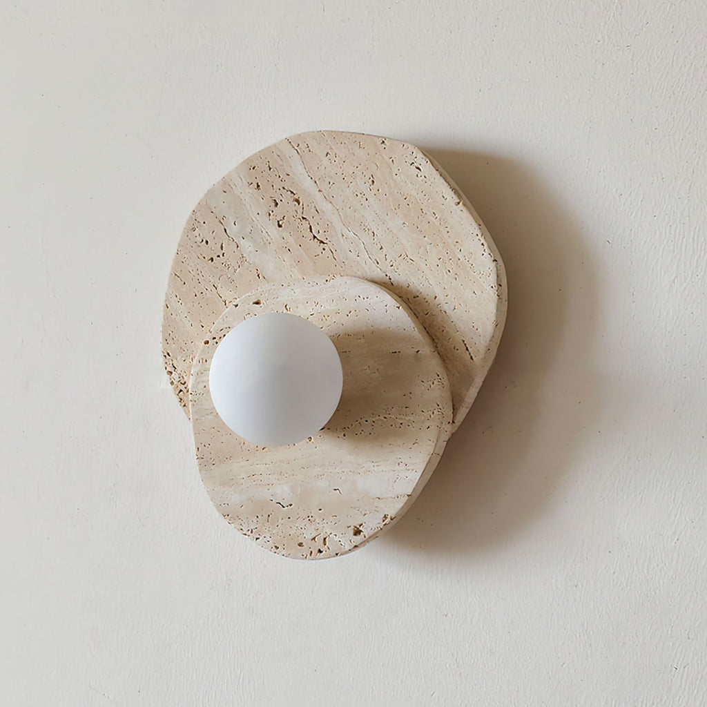 Neptune Wall Light  Travertine Layered  Wabi-sabi Aesthetics