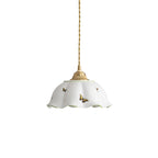 Pendant Lamp Ceramic Petal Shade Hand Painted Butterflies Vintage Charm