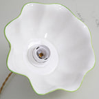 Pendant Lamp Ceramic Petal Shade Hand Painted Butterflies Vintage Charm