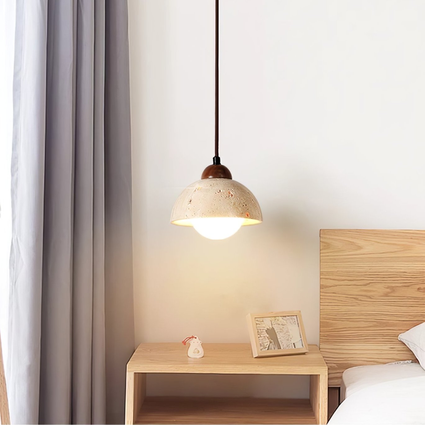 Orzora Dome-Shaped Travertine Pendant Light