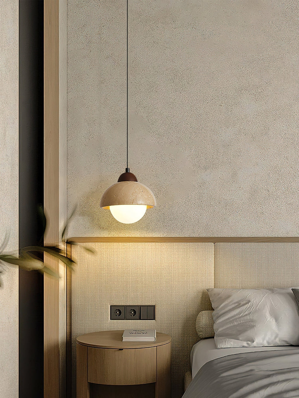 Orzora Dome-Shaped Travertine Pendant Light