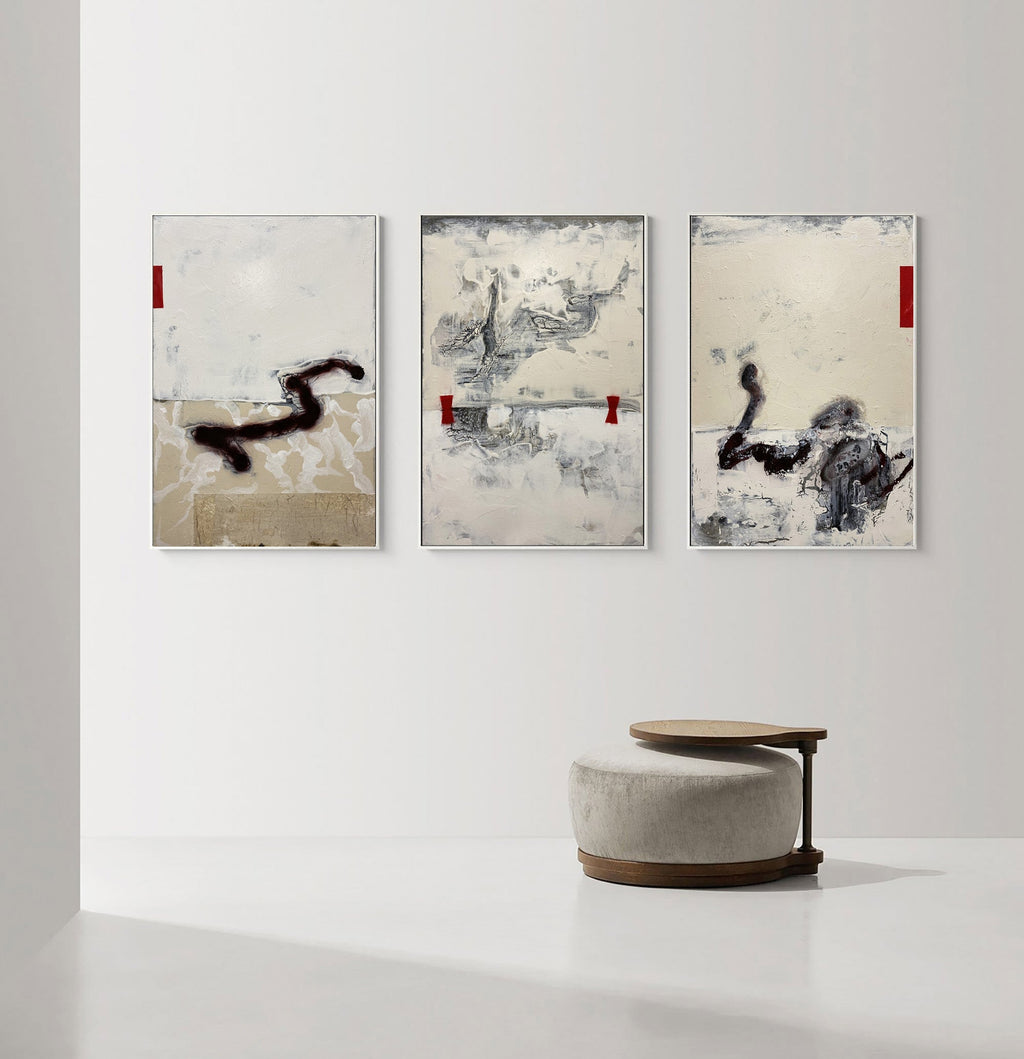 Neutral Abstract Triptych Wall Art Set