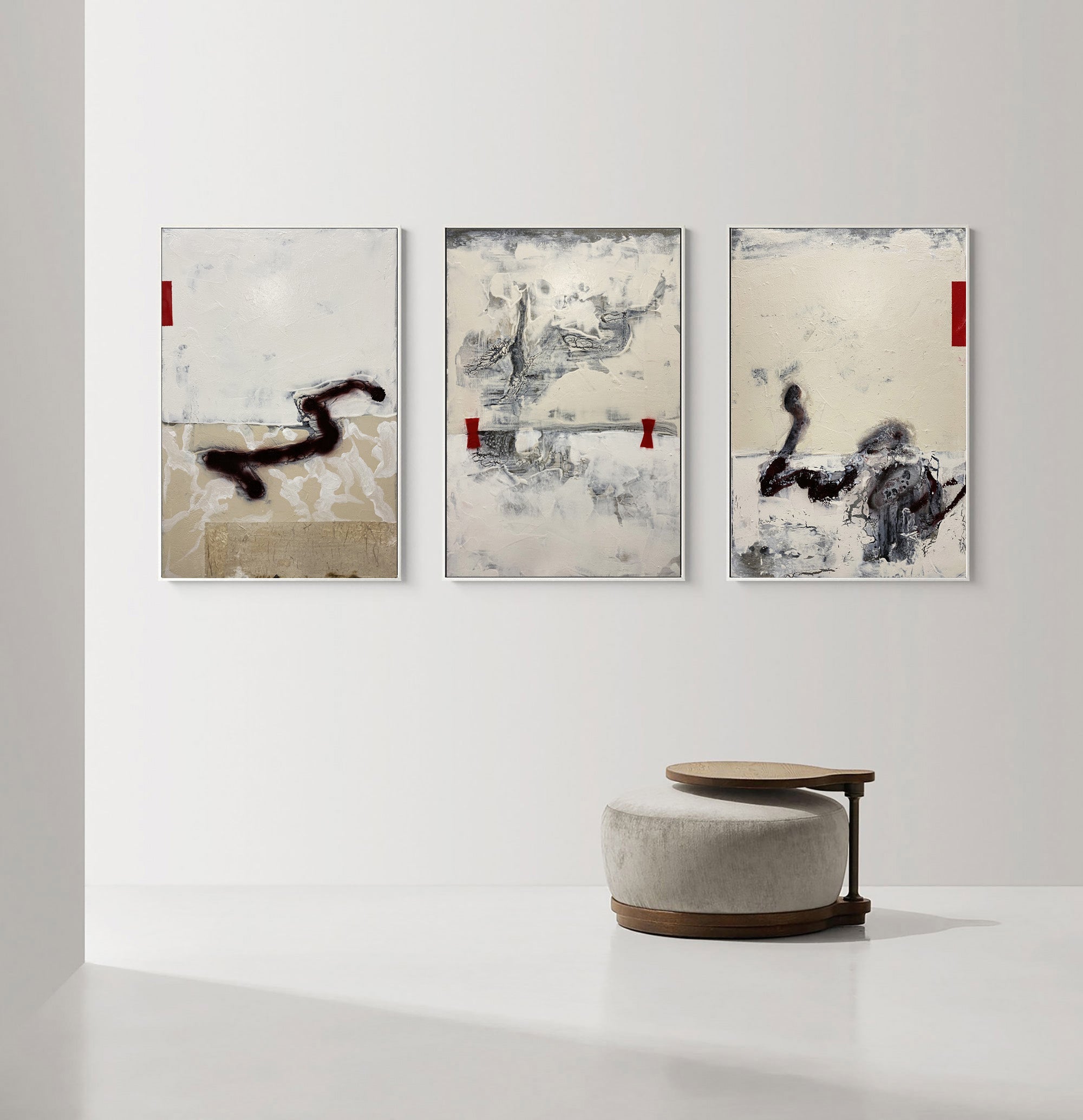 Neutral Abstract Triptych Wall Art Set
