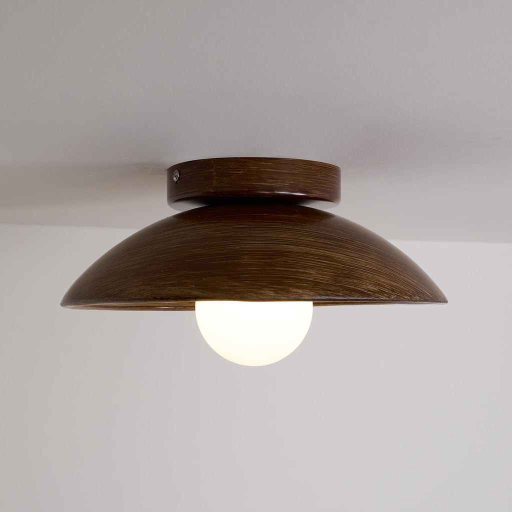 Orvian Wooden Flush Mount Ceiling Light with Round Globe