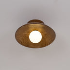Orvian Wooden Flush Mount Ceiling Light with Round Globe