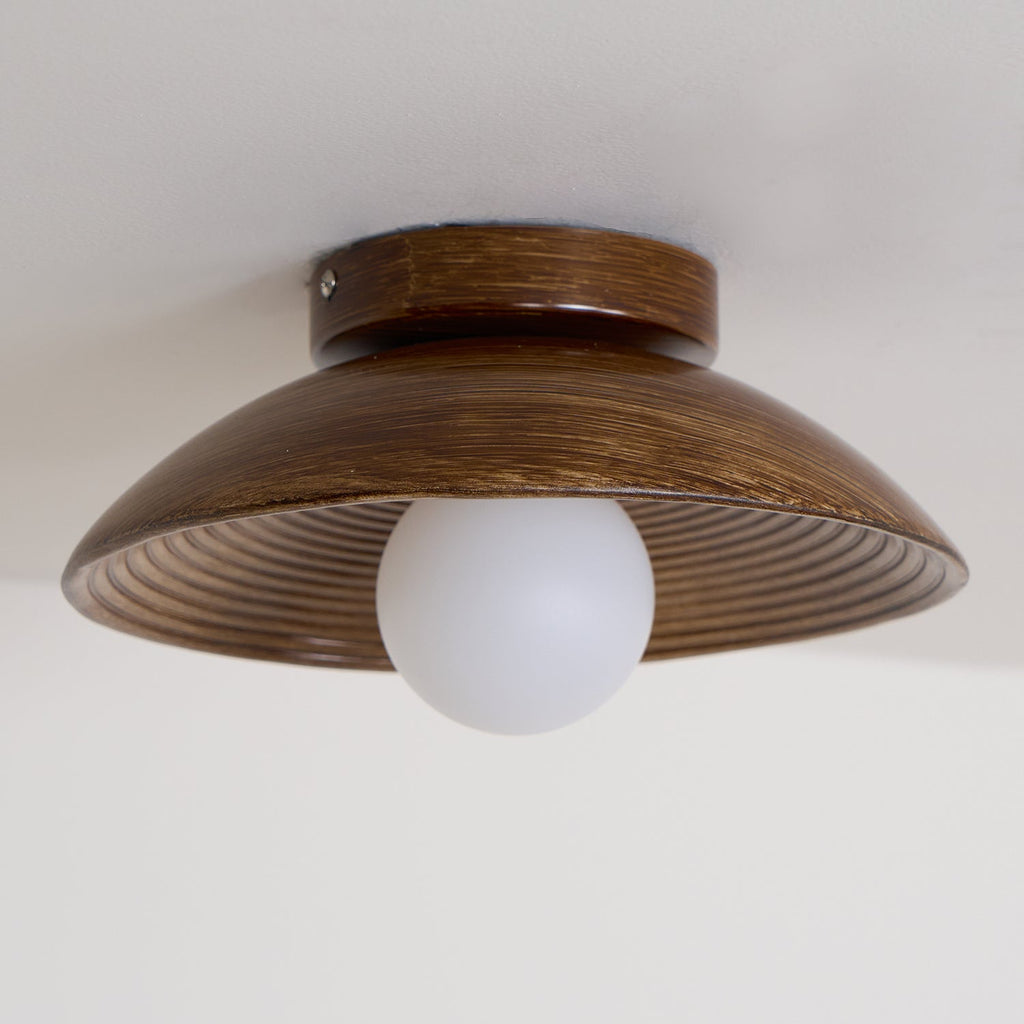 Orvian Wooden Flush Mount Ceiling Light with Round Globe