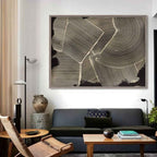 Geometric Line Texture Oil Painting Minimalist Black White