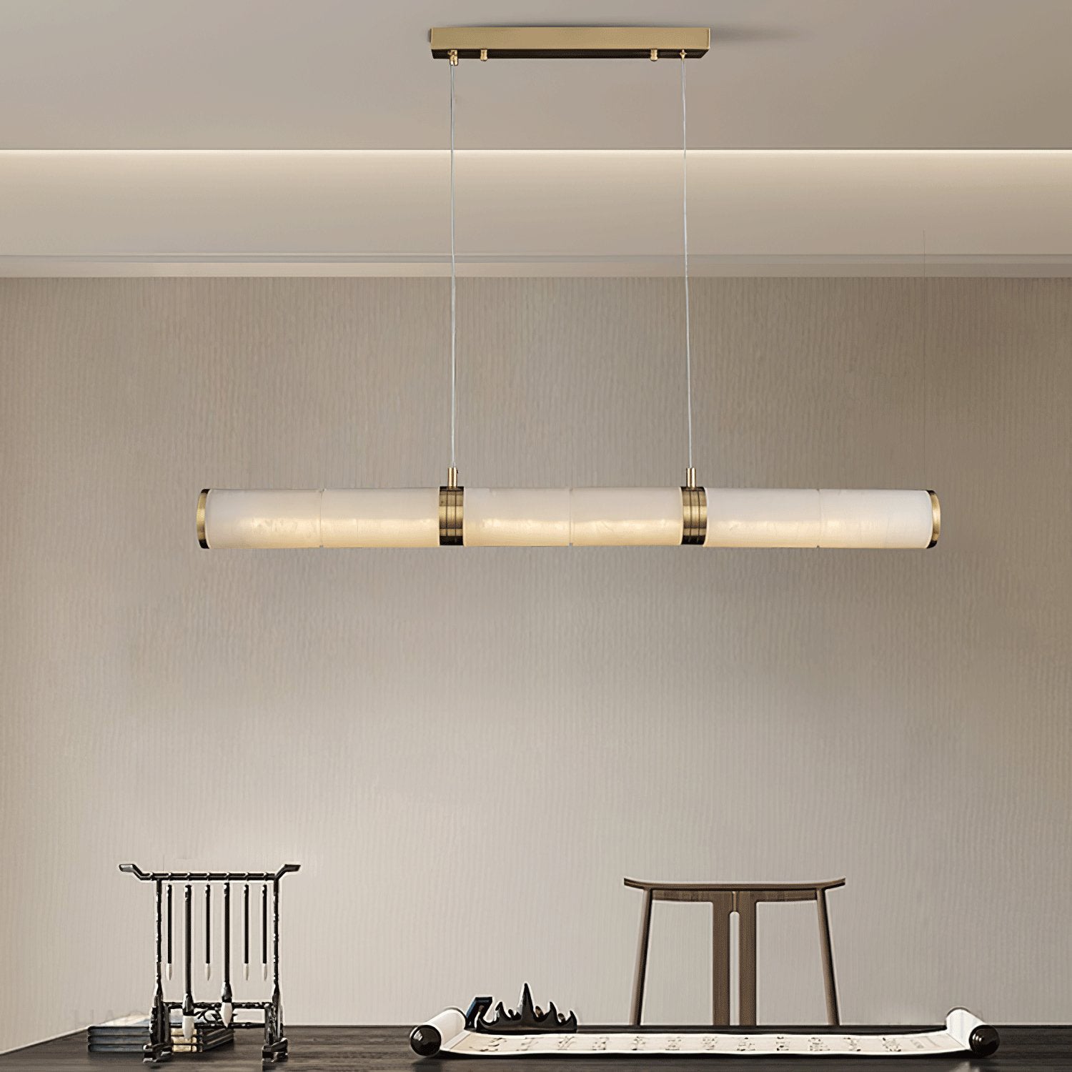 Eira Minimalist Alabaster Linear Pendant Light