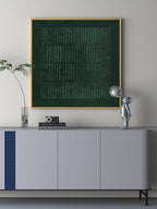 Deep Emerald Textured Vertical Strip Abstract Oil Painting