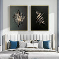 Textured Gold & Black Abstract Oil Painting