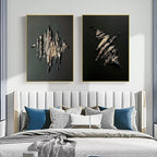 Textured Gold & Black Abstract Oil Painting