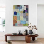 Colorful Multi Toned Textured Patchwork Oil Painting