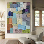 Colorful Multi Toned Textured Patchwork Oil Painting