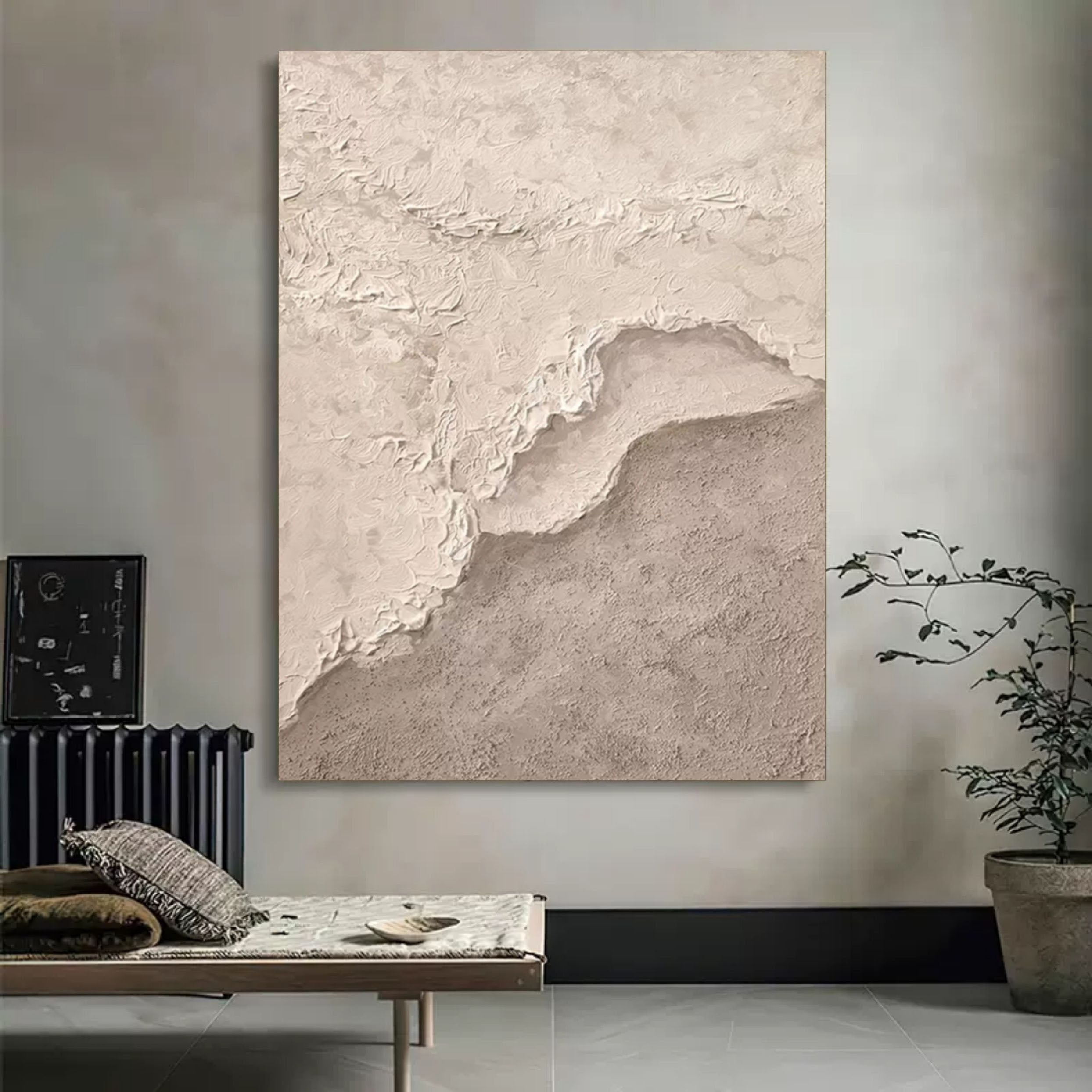 Wabi-Sabi Neutral Textured Landscape Painting