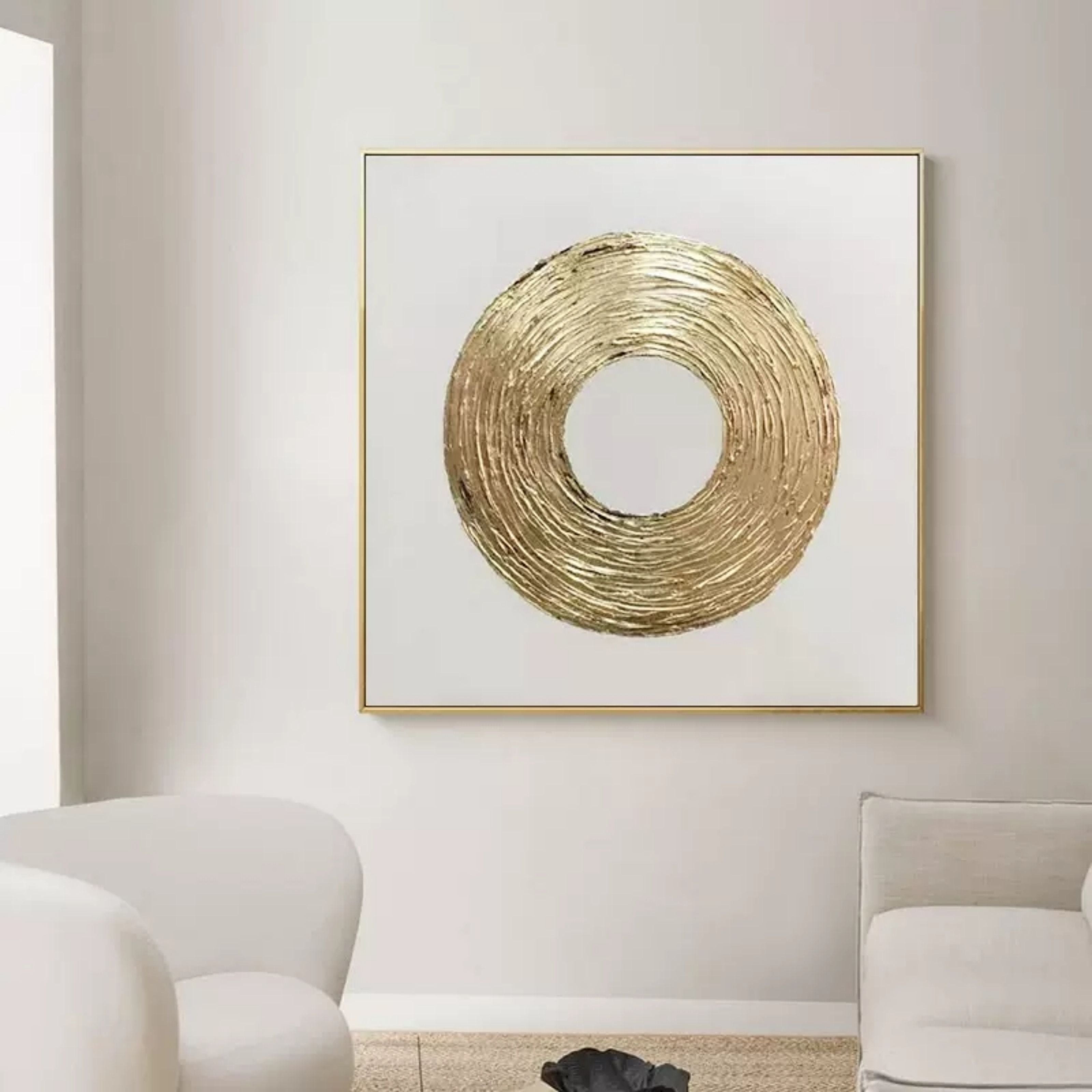 Gold Textured Ring Minimalist Abstract Oil Painting