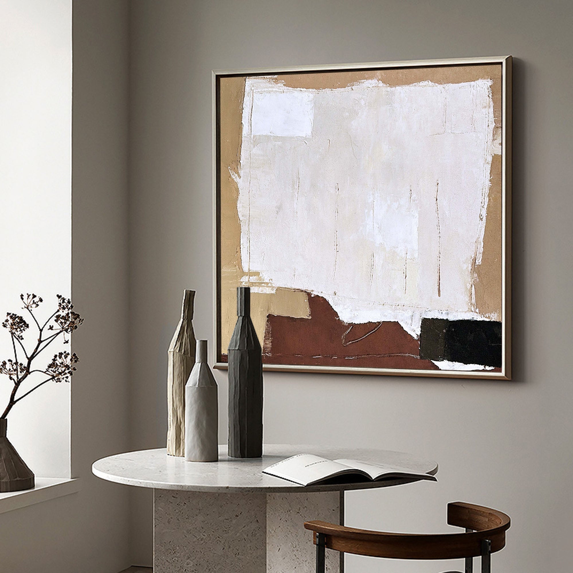 Earthy Minimalist Abstract Painting Square