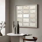 Wabi-Sabi Wall Art Neutral Tone Impasto Grid Oil Painting