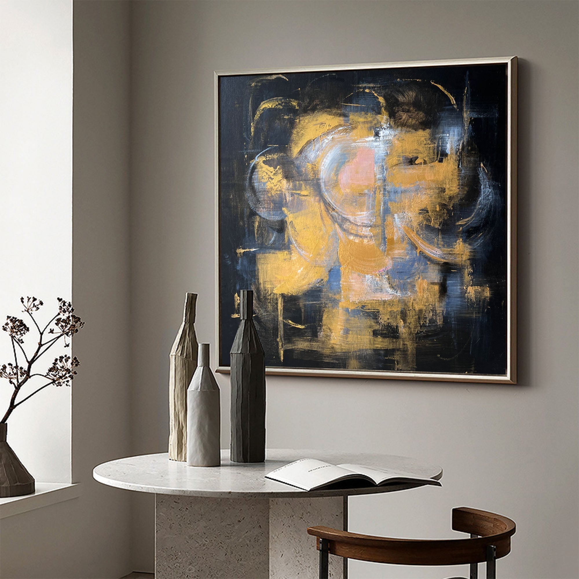 Midnight Gold Abstract Painting