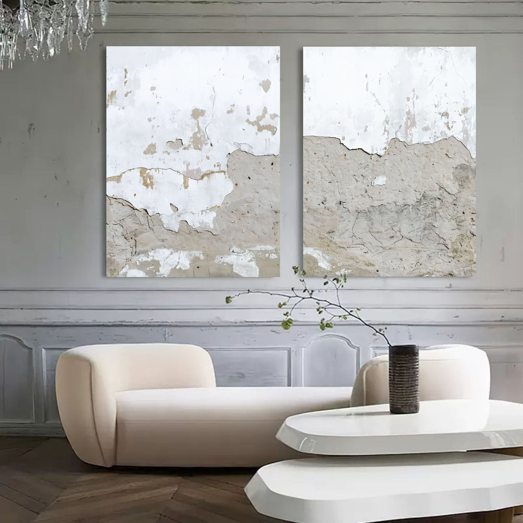 Wabi-Sabi Weathered Wall Diptych Painting