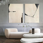 Minimalist Diptych Painting Neutral Geometric Wall Art