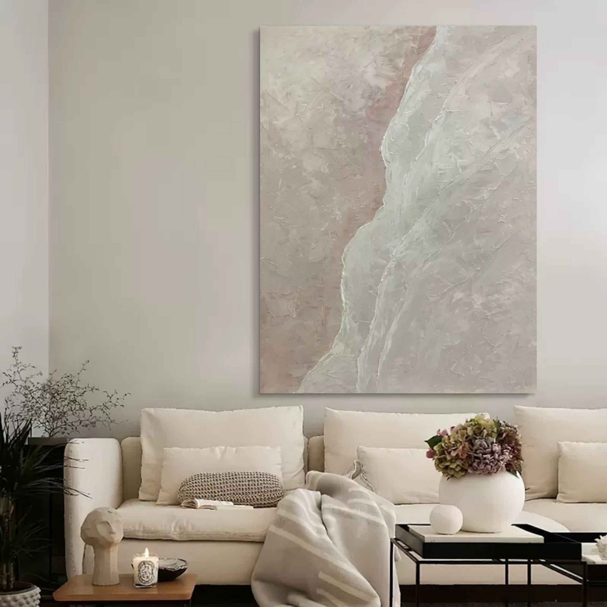 Soft Textured Landscape Wall Art Wabi Sabi Decor
