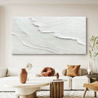 Minimalist 3D Textured White Wall Art Ocean Waves Painting