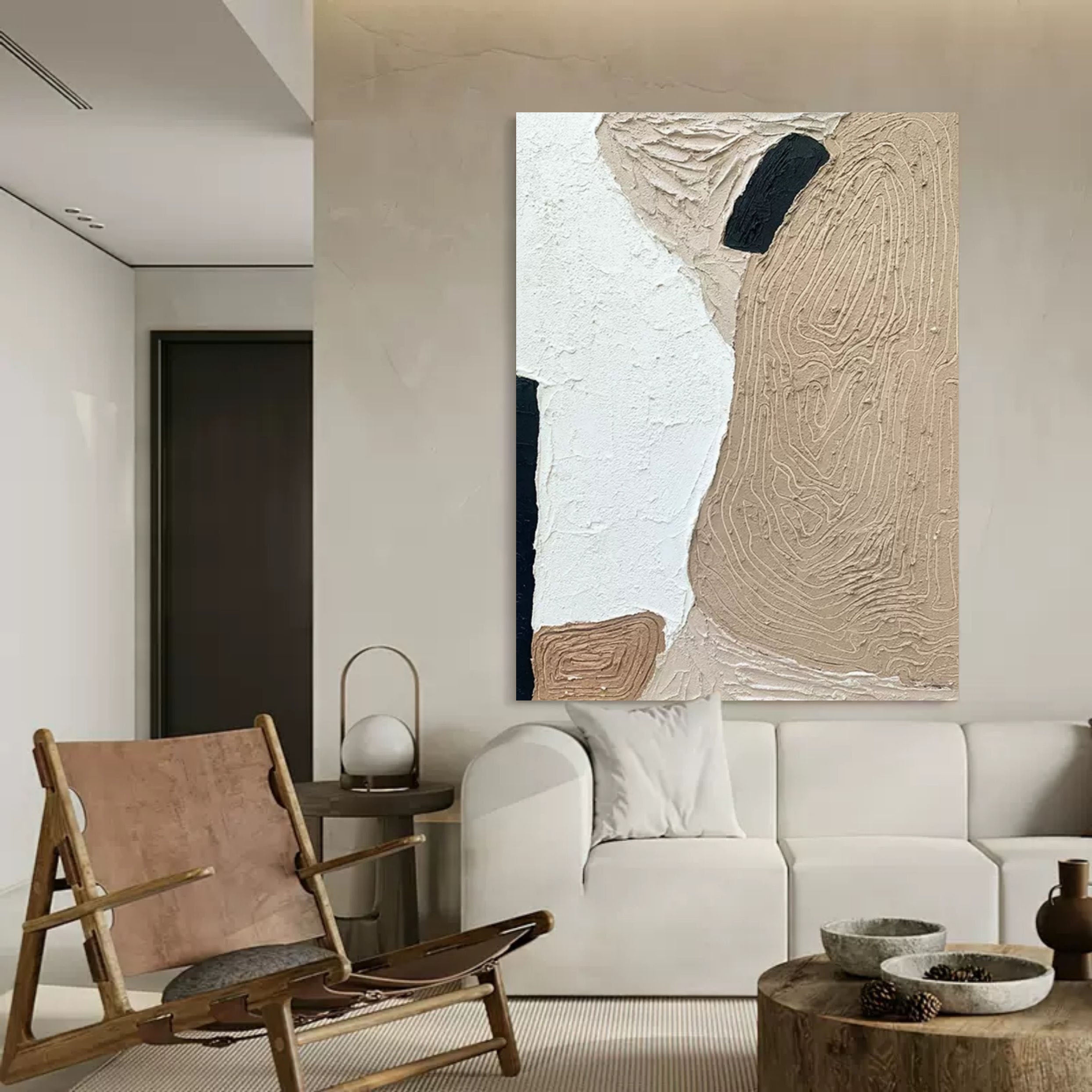 Wabi-Sabi Abstract Landscape Bas-Relief Painting