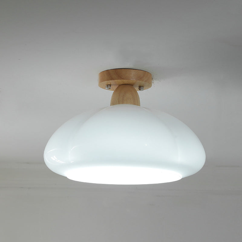 Valentina Modern LED Flush Mount Ceiling Light Glass Wood Living Room