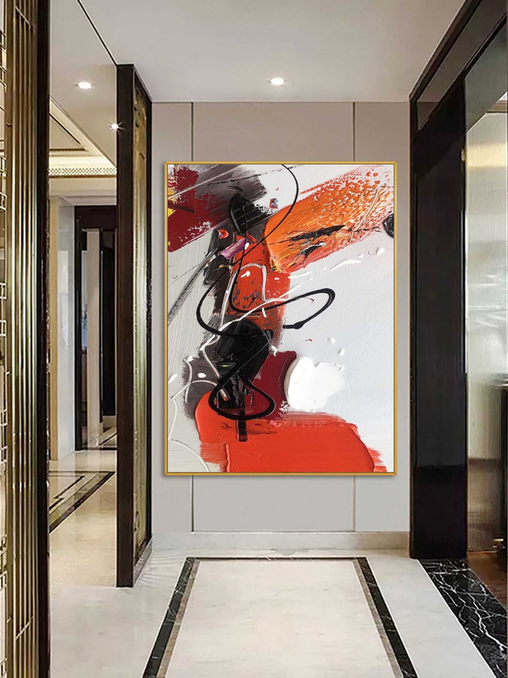 Colorful Vibrant Abstract Painting Red Orange