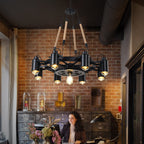 Epoch Industrial LED Pendant Light Black Metal/Rope Cafe/Bar