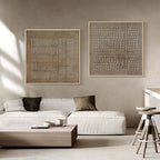 Geometric Textured Diptych Art Oil Painting