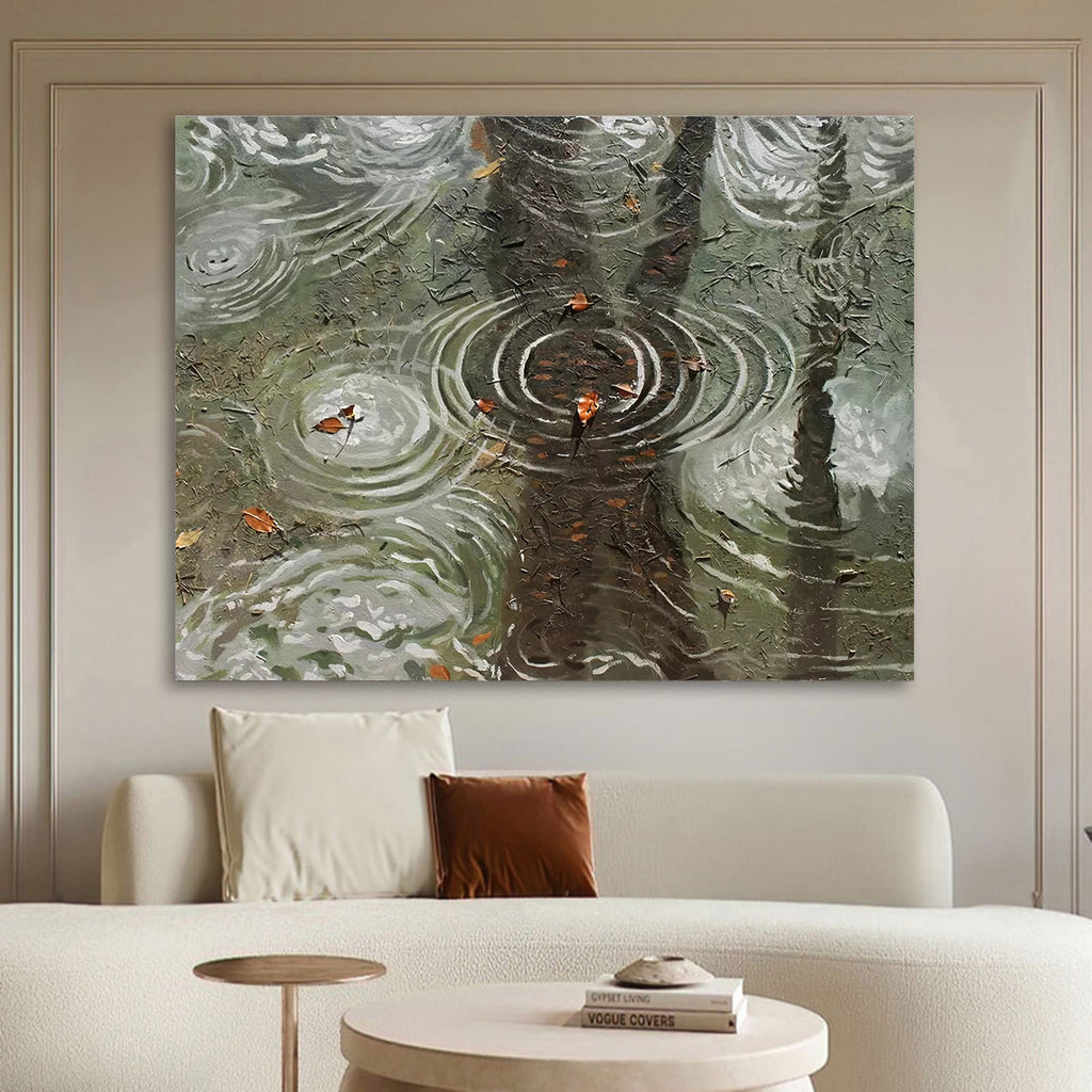 Raindrops on Water Impasto Painting