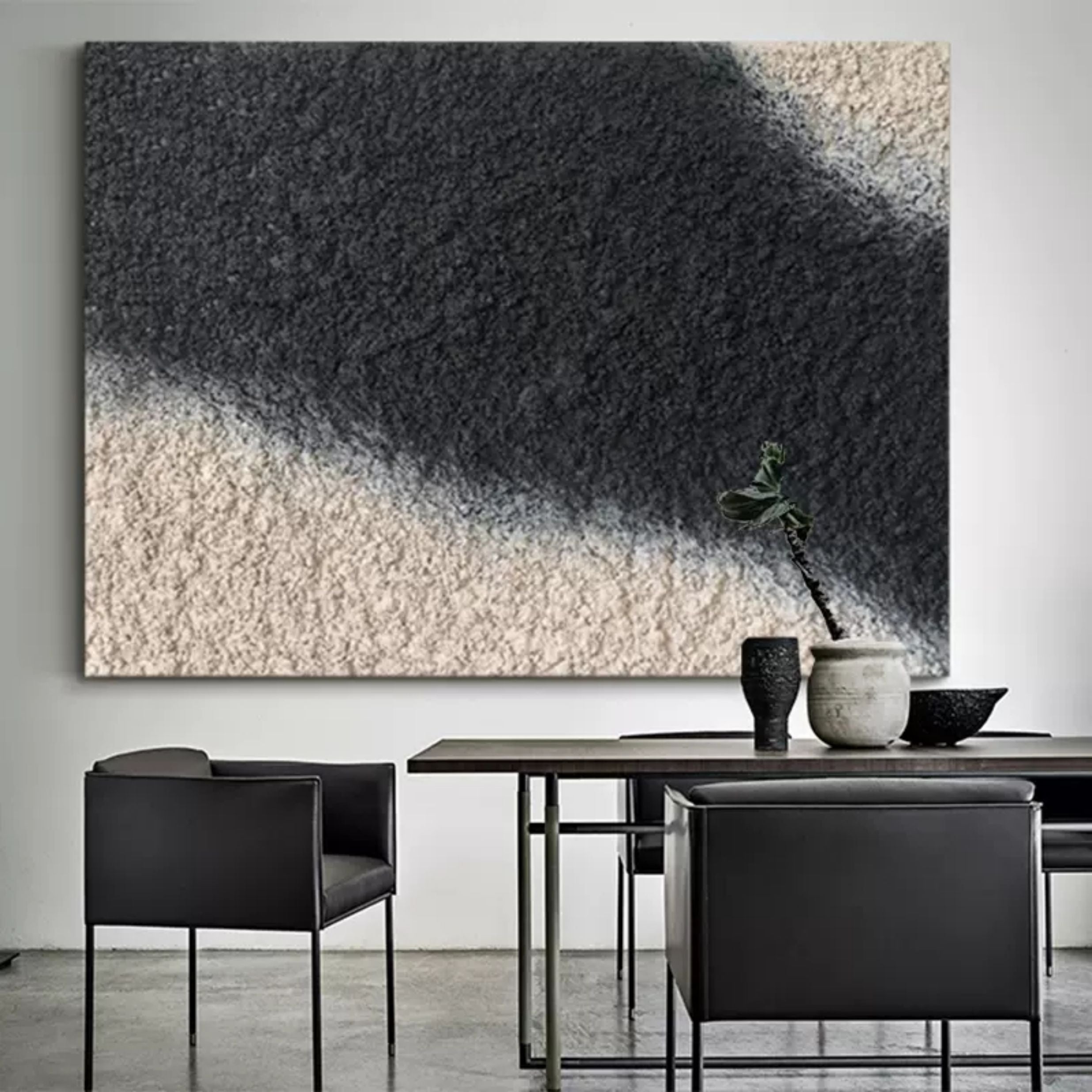 Black And White Textured Wall Art Wabi Sabi