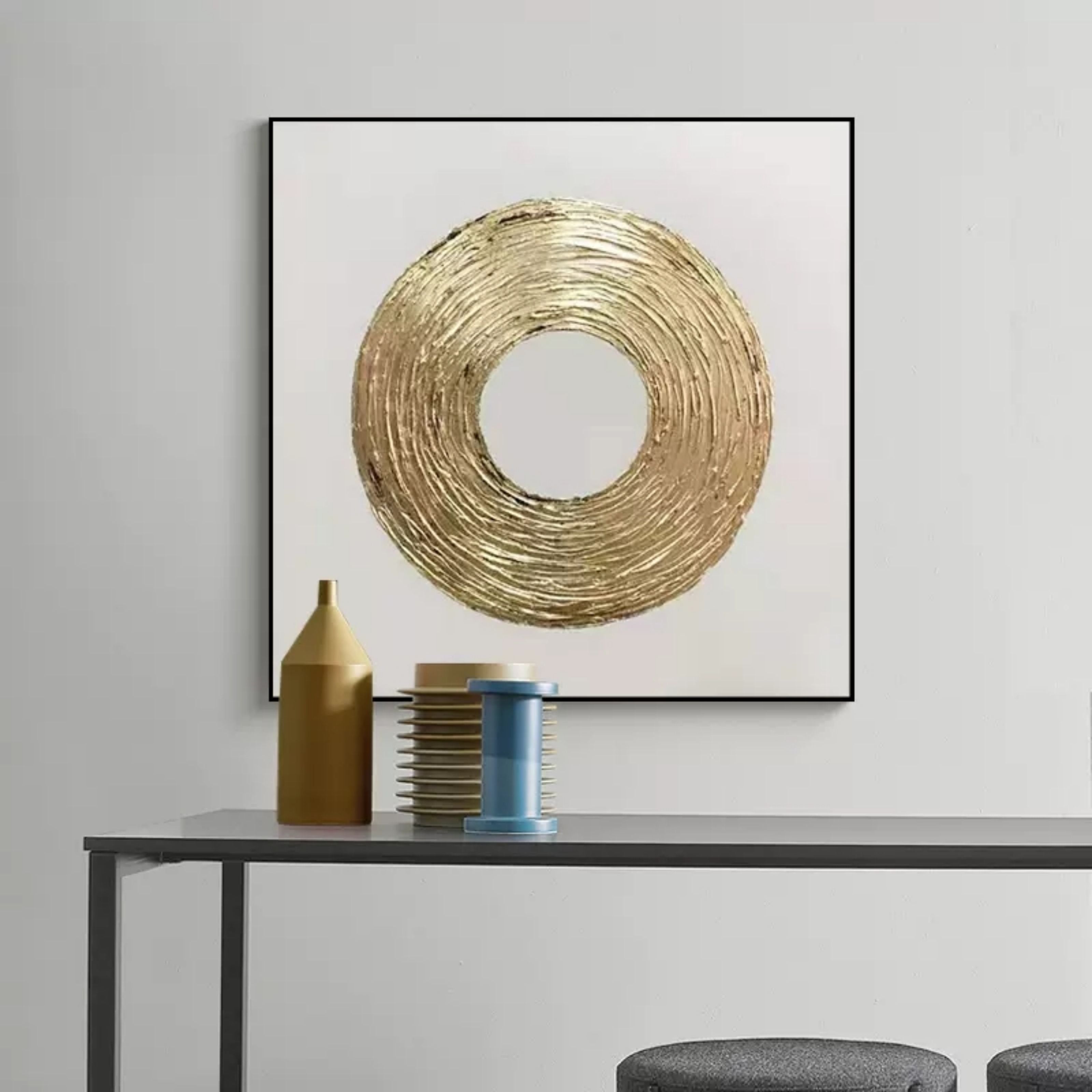 Gold Textured Ring Minimalist Abstract Oil Painting