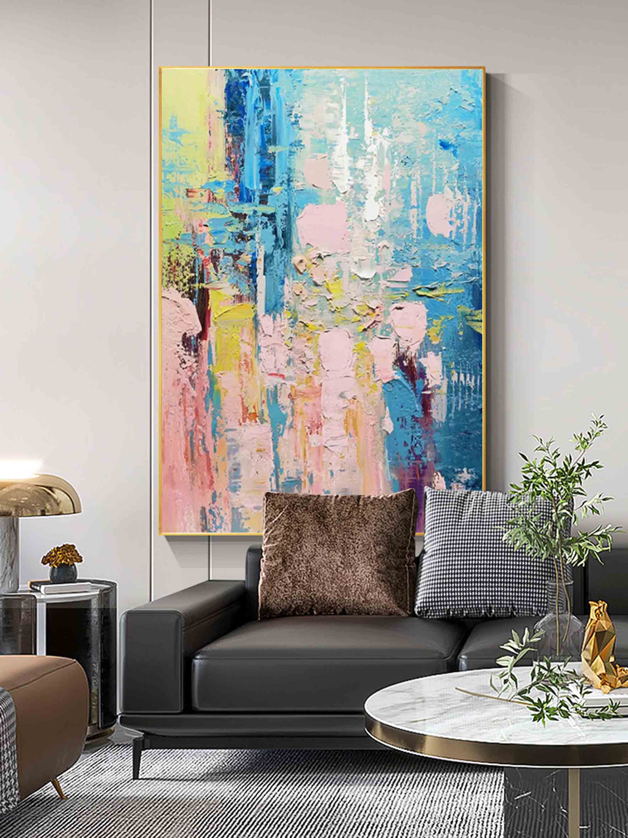 Vibrant Pastel Abstract Impasto Painting