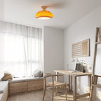 Valentina Modern LED Flush Mount Ceiling Light Glass Wood Living Room