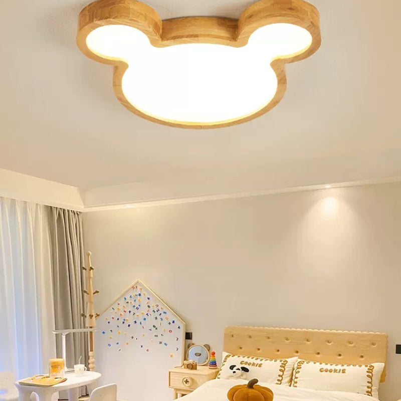 Aria Modern Flush Mount Ceiling Light Wood Living Room/Bedroom