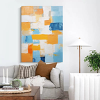 Geometric Color Block Painting Blue Orange