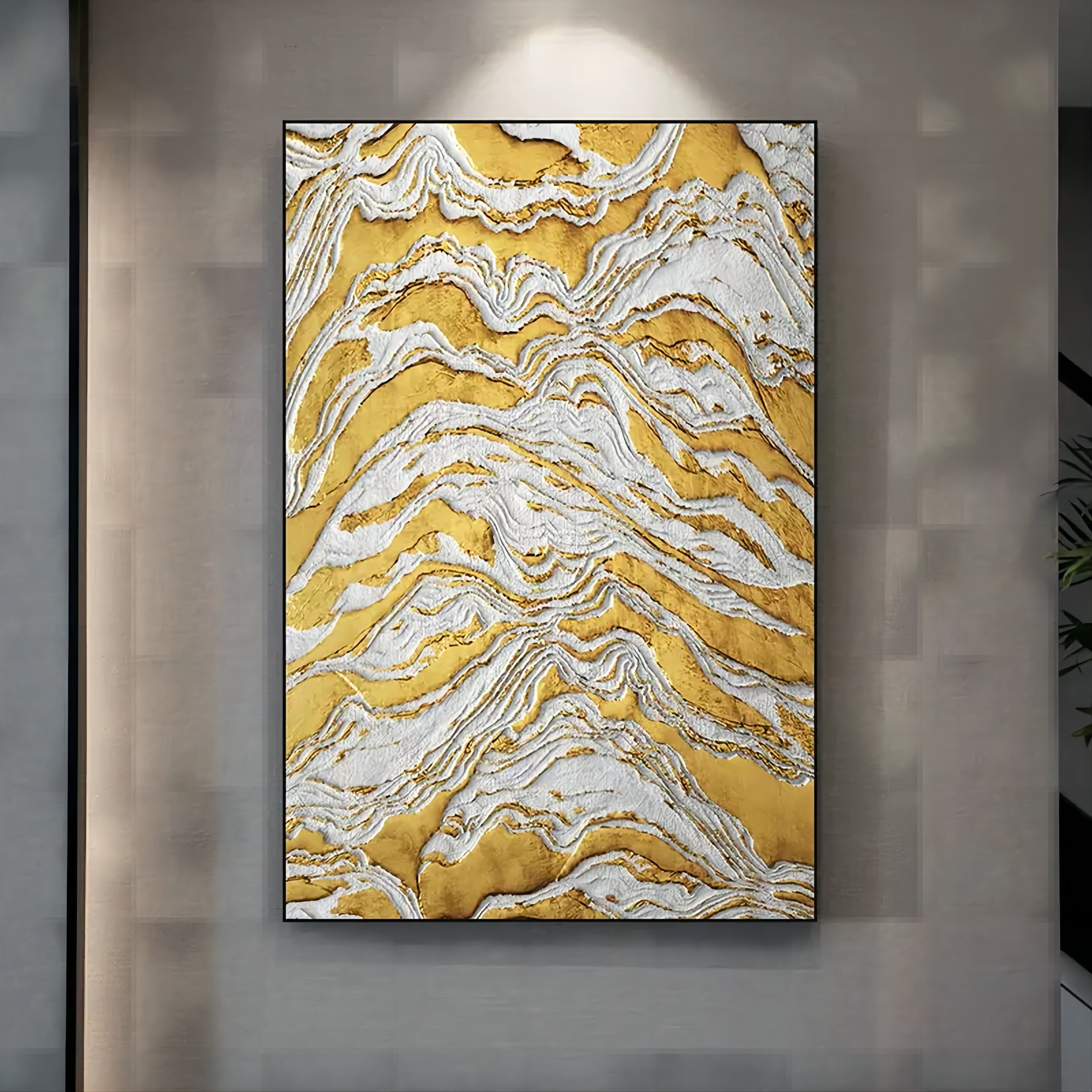 Luxe Gold Vein Marble Swirl Impasto Painting